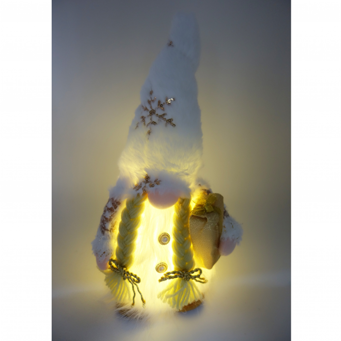 Figurina, spiriduș decorativ cu lumini și haine aurii, 35 cm [3]