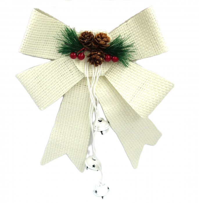 Fundiță decorativă albă împletită, 25 cm [1]