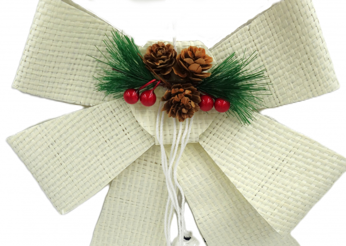 Fundiță decorativă albă împletită, 25 cm [2]