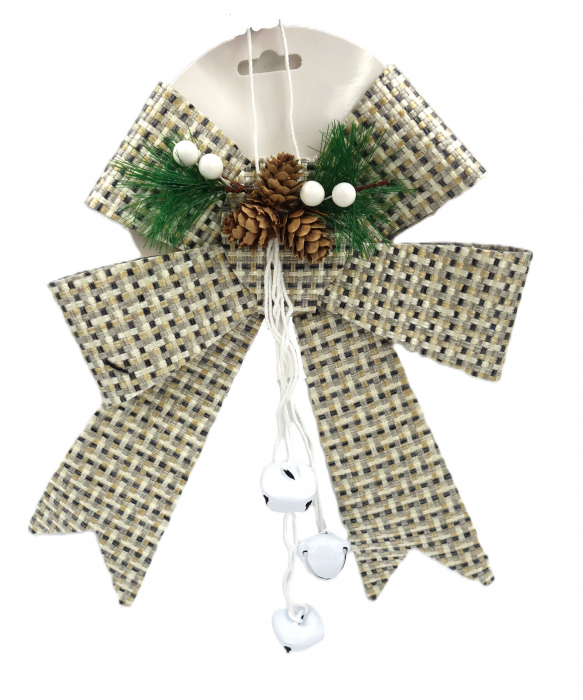 Fundiță decorativă argintie împletită, 25 cm [1]