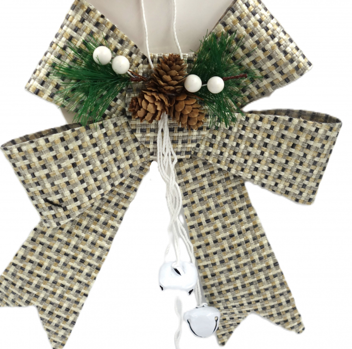 Fundiță decorativă argintie împletită, 25 cm [2]
