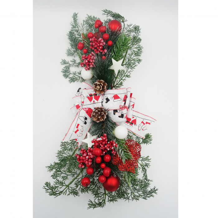 Ghirlanda decorativa pentru scari, rosu cu alb, 60 cm [2]