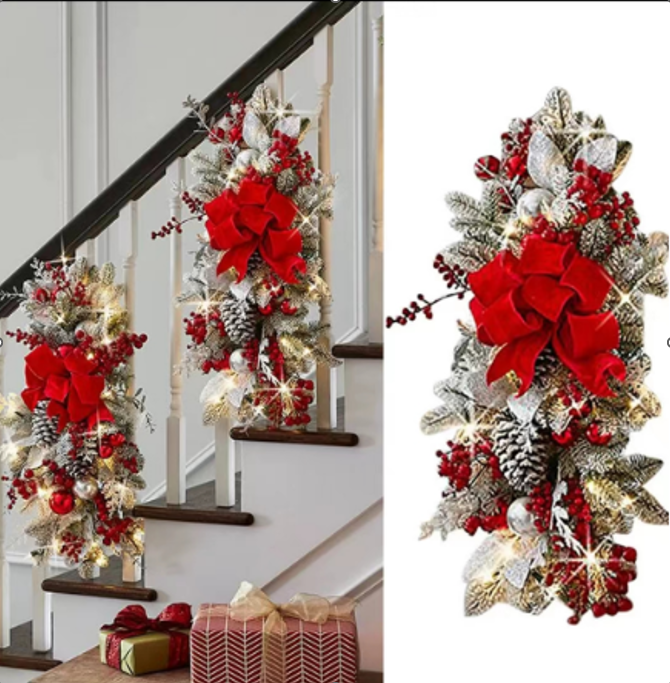 Ghirlanda decorativa pentru scari, rosu, cu leduri, 60 cm [4]