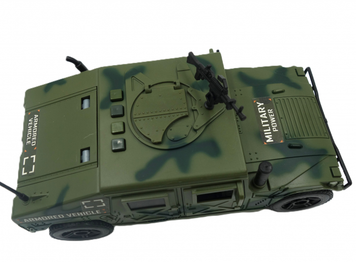 Jeep de armată, 23 cm, verde camuflaj, cu mitralieră, luminite și sunete [2]