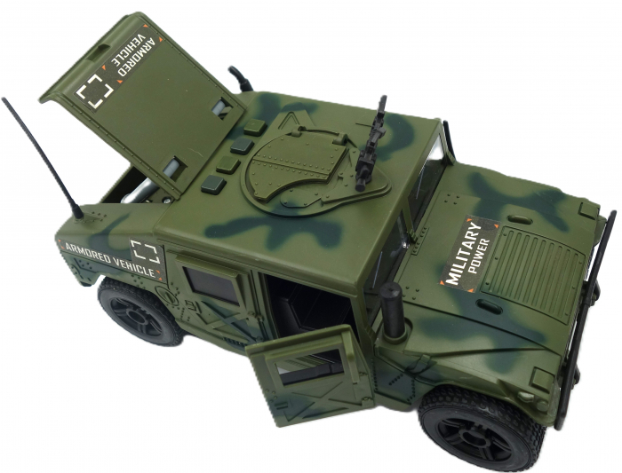 Jeep de armată, 23 cm, verde camuflaj, cu mitralieră, luminite și sunete [4]