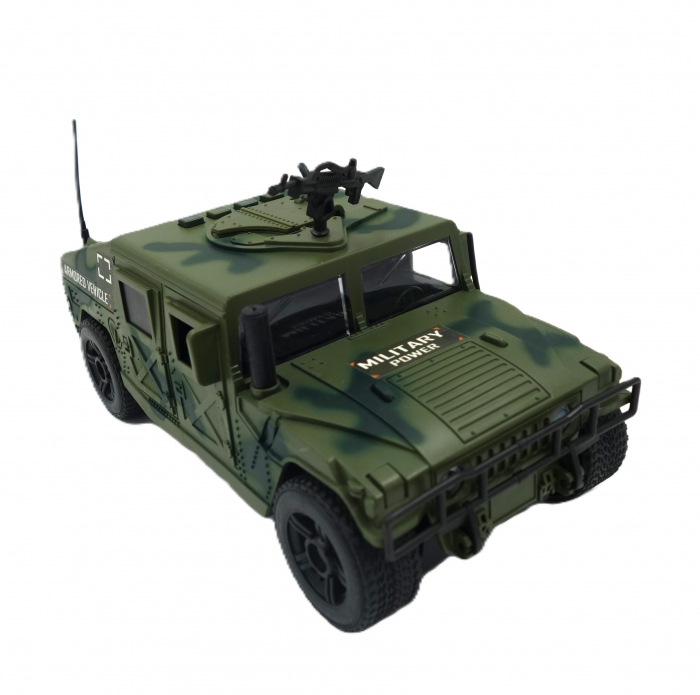 Jeep de armată, 23 cm, verde camuflaj, cu mitralieră, luminite și sunete [3]