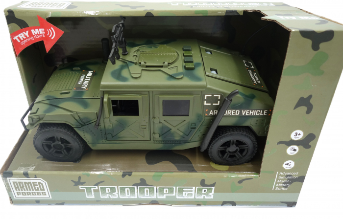 Jeep de armată, 23 cm, verde camuflaj, cu mitralieră, luminite și sunete [5]