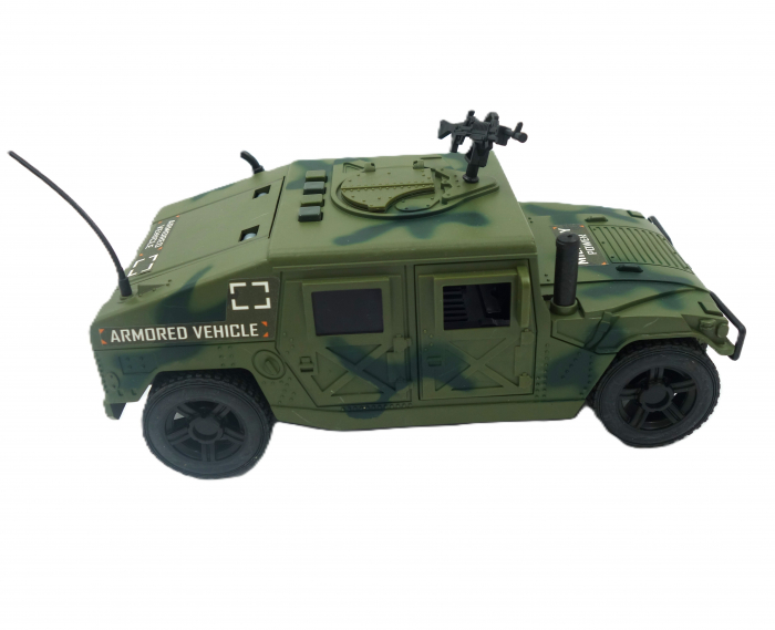 Jeep de armată, 23 cm, verde camuflaj, cu mitralieră, luminite și sunete [1]