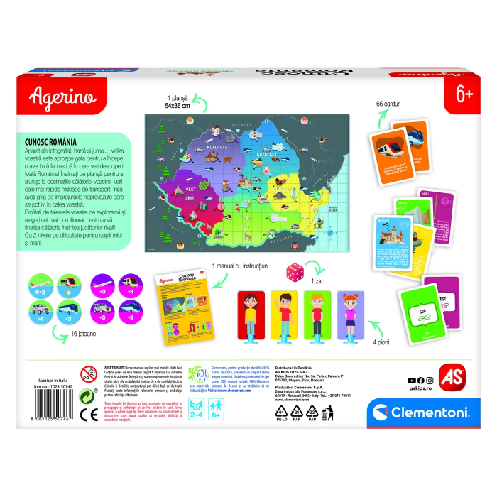 Joc educativ Clementoni Agerino, Descoperind România, în limba română, hartă și repere, 6 ani+ [8]