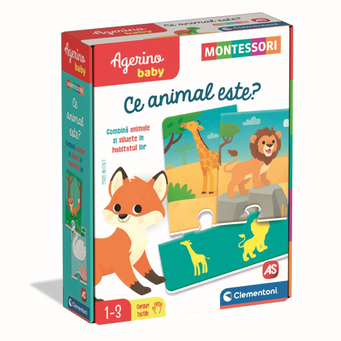 Joc Montessori Agerino Baby, Ce animal este?, animale și habitate, 32 de cărți, 6 ani+ [5]