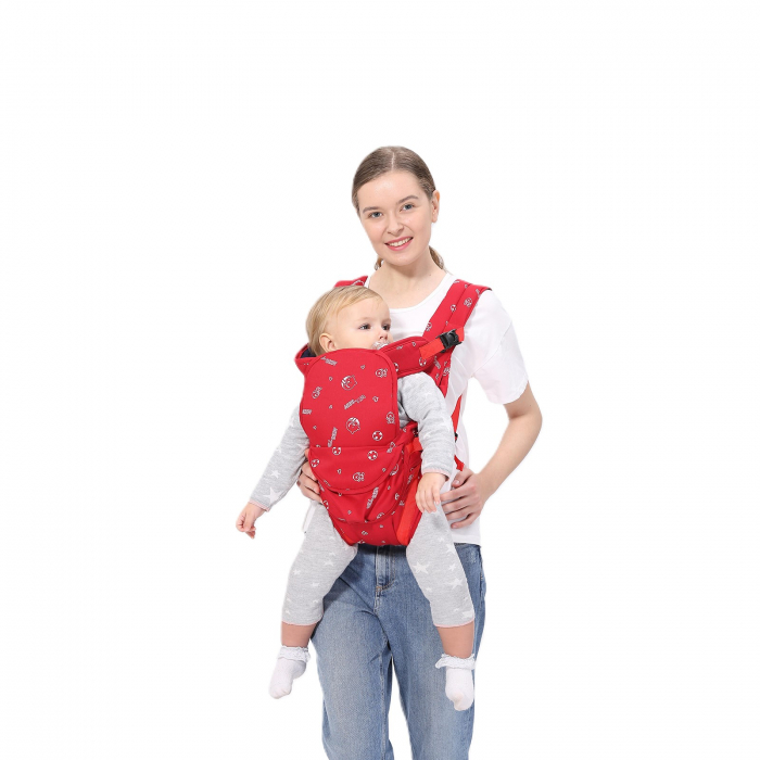 Marsupiu 6 în 1 cu desene, multifunctional, reglabil, 0-36 luni, max 20 kg, rosu [1]