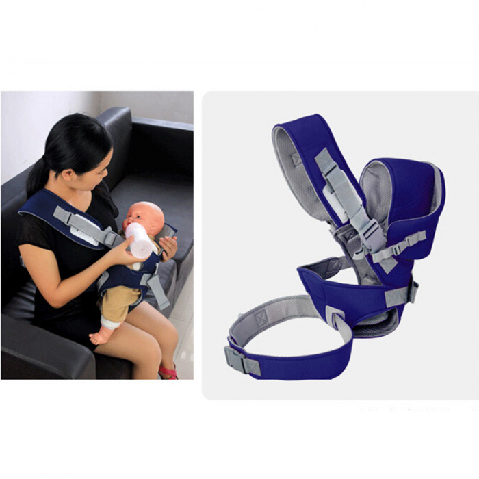 Marsupiu multifunctional, reglabil, cu suport pentru gat, 50 cm 3-12 luni, albastru [3]