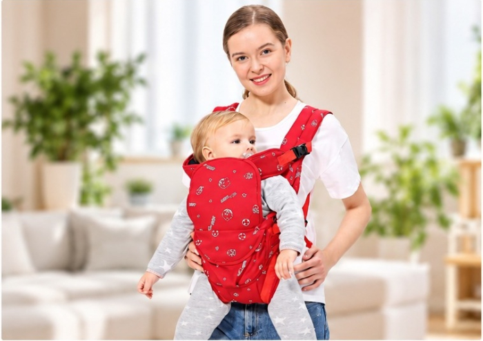 Marsupiu 6 în 1 cu desene, multifunctional, reglabil, 0-36 luni, max 20 kg, rosu [2]