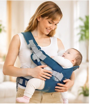 Marsupiu multifunctional, reglabil, cu suport pentru gat, 50 cm 3-12 luni, albastru [4]