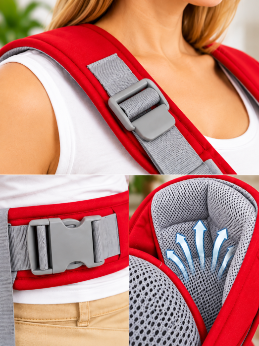 Marsupiu multifunctional, reglabil, cu suport pentru gat, 50 cm 3-12 luni, albastru [4]