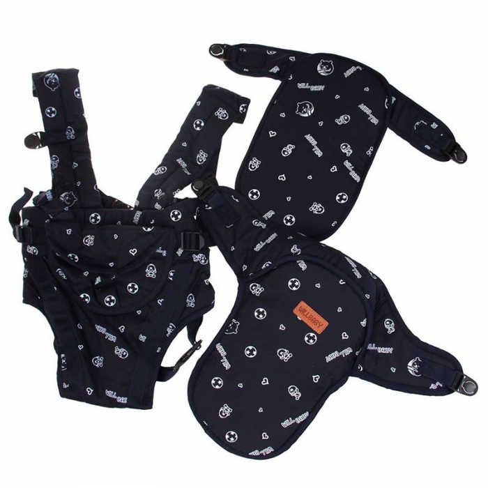 Marsupiu 6 în 1 cu desene, multifunctional, reglabil, 0-36 luni, max 20 kg, albastru [5]