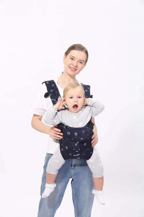Marsupiu 6 în 1 cu desene, multifunctional, reglabil, 0-36 luni, max 20 kg, albastru [2]
