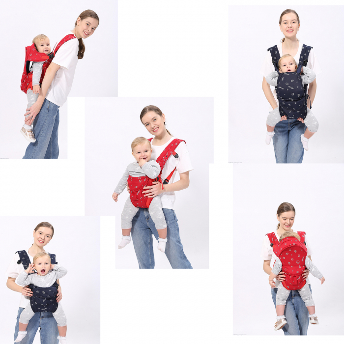 Marsupiu 6 în 1 cu desene, multifunctional, reglabil, 0-36 luni, max 20 kg, albastru [1]