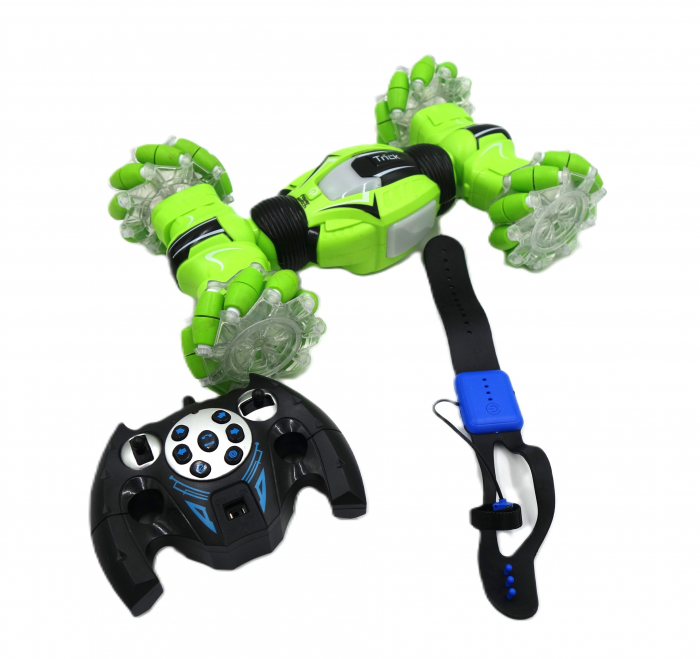 Masinuta epica pentru cascadorii off-road, cu telecomanda si ceas gravitational, 32 cm, verde [5]