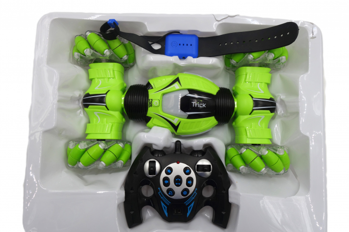 Masinuta epica pentru cascadorii off-road, cu telecomanda si ceas gravitational, 32 cm, verde [8]