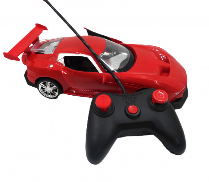 Mașinuță sport, 26 cm, cu telecomandă, design tunat, uși care se deschid, rosu [1]