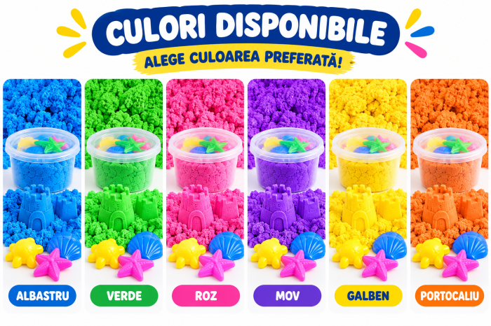 Nisip Kinetic Colorat 500 g, cu Forme și Cutie Rotundă, o Culoare la Alegere [4]