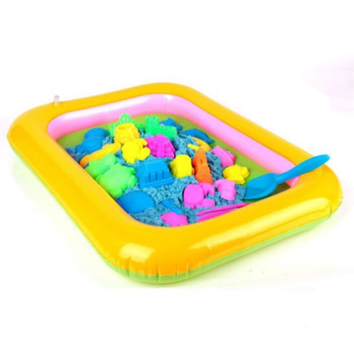 Nisip Kinetic, colorat, o culoare la alegere, in cutie, cu forme si lopatica, 1kg [6]