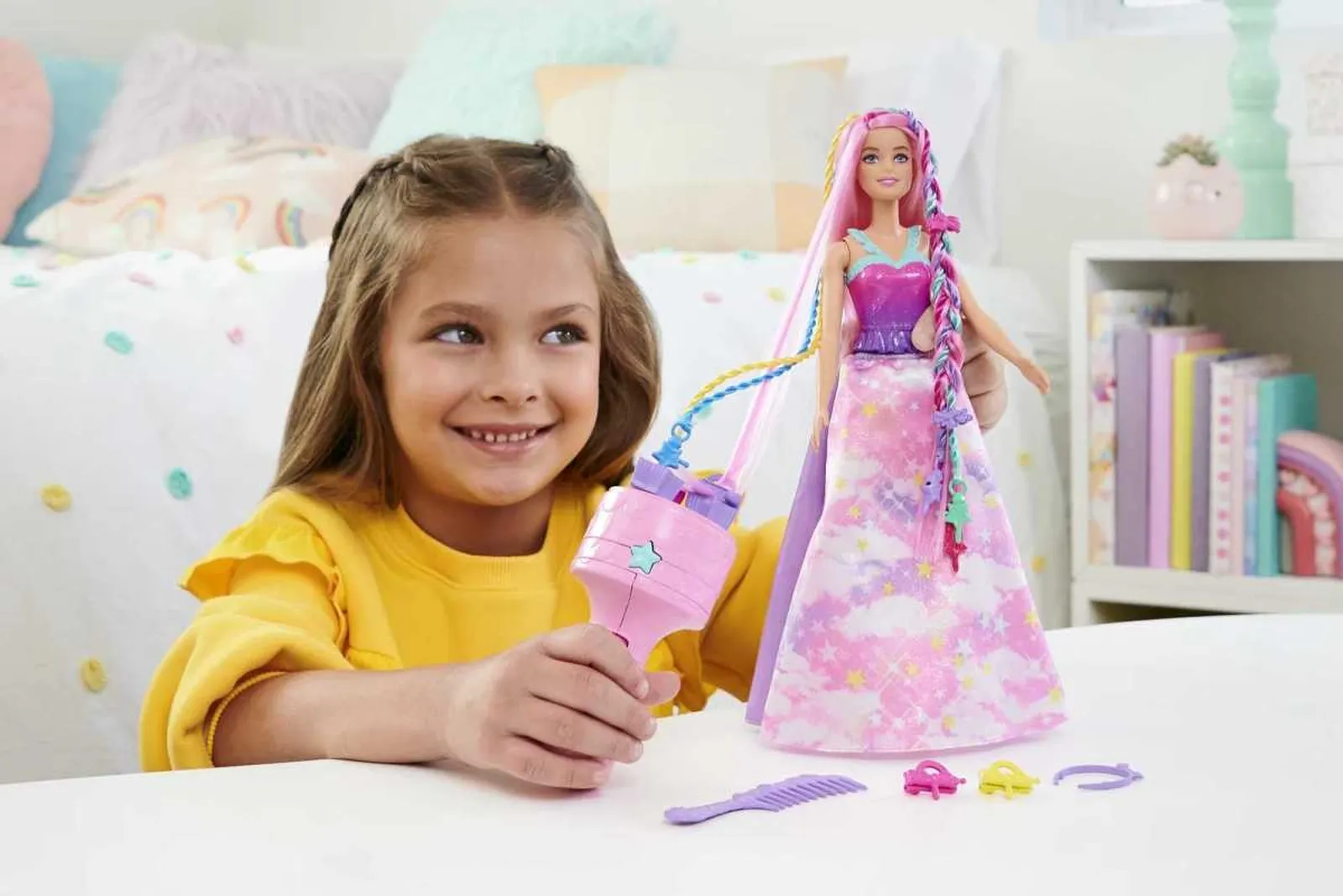 Papusa Barbie, Dreamtopia cu aparat de coafat,  32.5 cm [2]