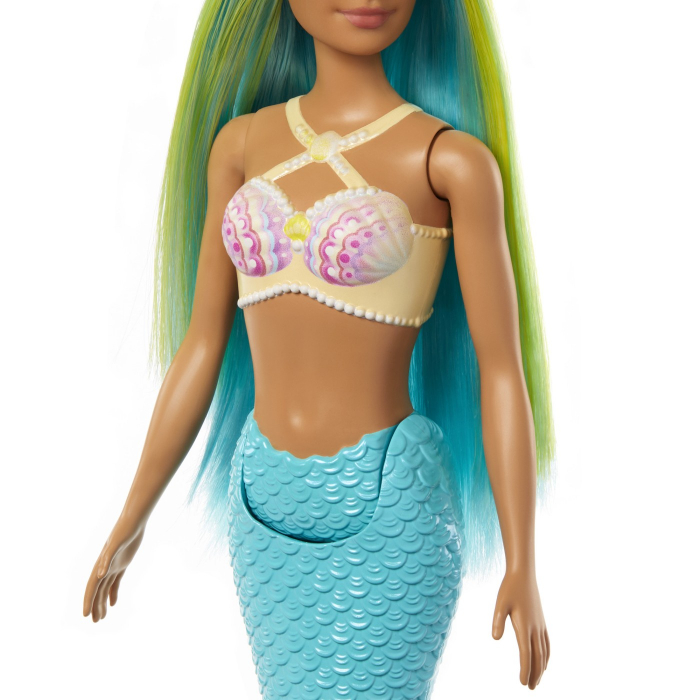 Papusa Barbie, sirena cu corset galben si coada albastra, 32.5 cm [3]