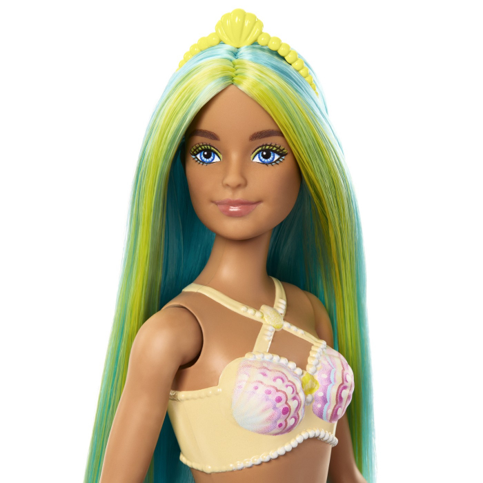 Papusa Barbie, sirena cu corset galben si coada albastra, 32.5 cm [2]