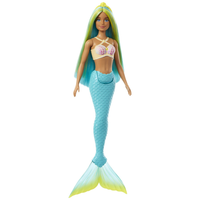 Papusa Barbie, sirena cu corset galben si coada albastra, 32.5 cm [1]
