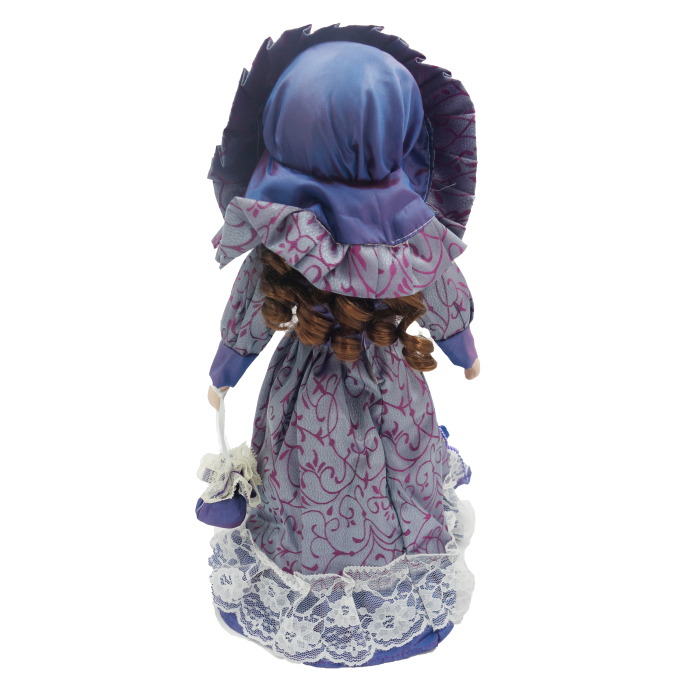 Păpușă de colecție, din porțelan, rochie victoriană, cu suport, mov-lucios, 43 cm [4]