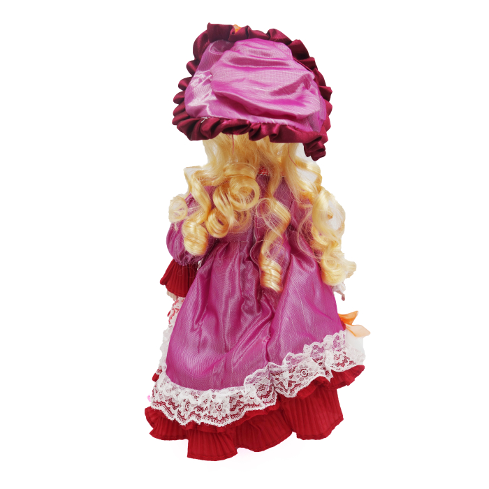 Păpușă de colecție, din porțelan, rochie vintage, 32 cm, rosu [3]