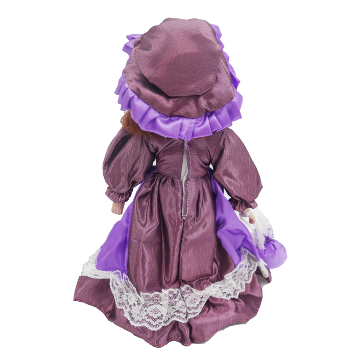 Păpușă de colecție, din porțelan, rochie vintage, 32 cm, lavanda [3]