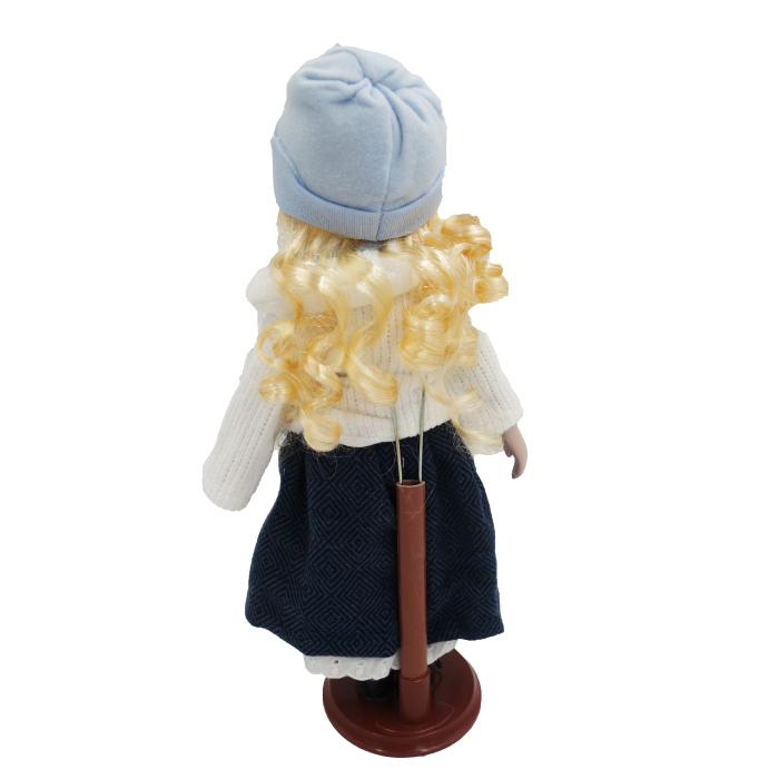 Păpușă de colecție, din porțelan, rochie vintage, 35 cm, alb/albastru [4]