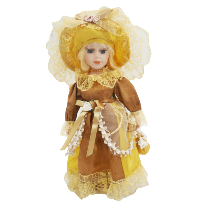 Păpușă de colecție, din porțelan, rochie vintage, 34 cm, gaben [1]