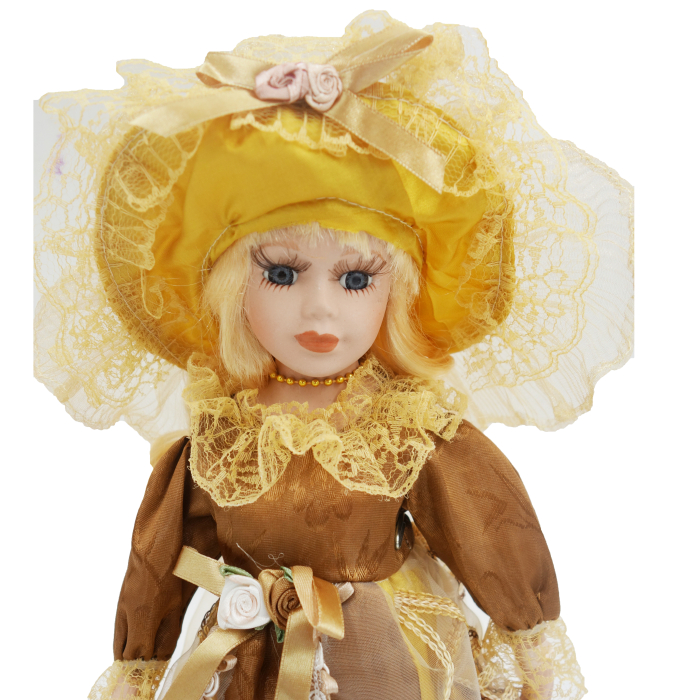 Păpușă de colecție, din porțelan, rochie vintage, 34 cm, gaben [4]