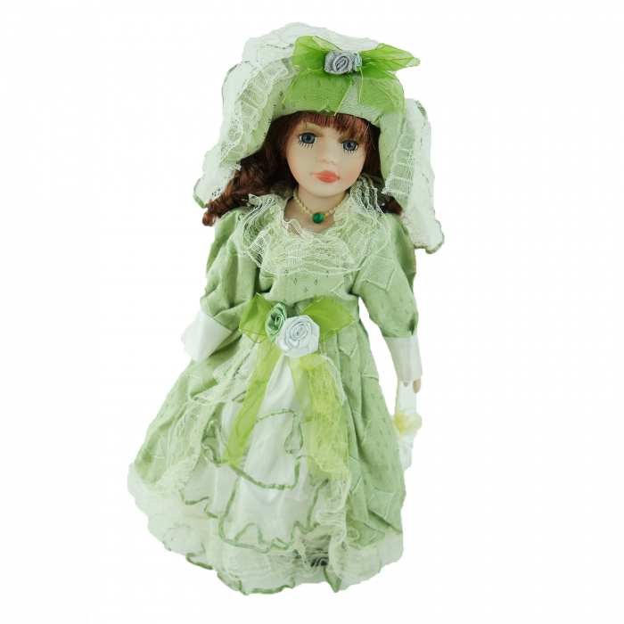 Papusa de colectie, stil Victorian, cu suport, verde, 40 cm [4]