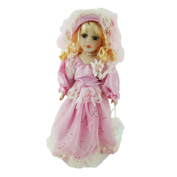 Papusa de colectie, stil Victorian, cu suport, roz, 40 cm [2]