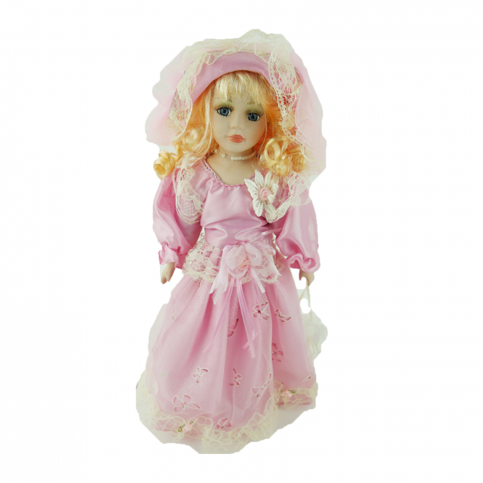 Papusa de colectie, stil Victorian, cu suport, roz, 40 cm [3]