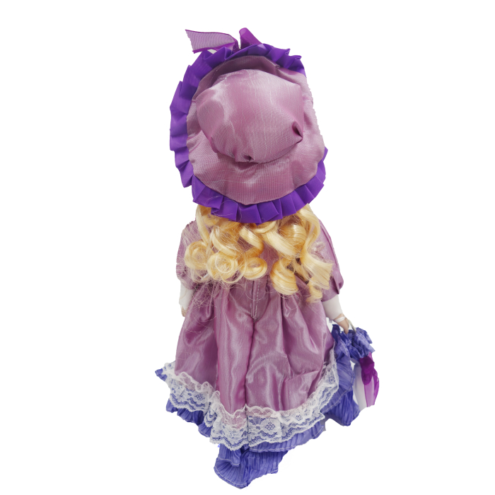 Păpușă de colecție, din porțelan, rochie vintage, 34 cm, mov [3]