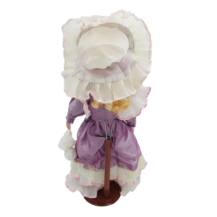 Păpușă din porțelan, de colecție, rochie victoriana, lavanda-regala, cu suport, 45 cm [3]