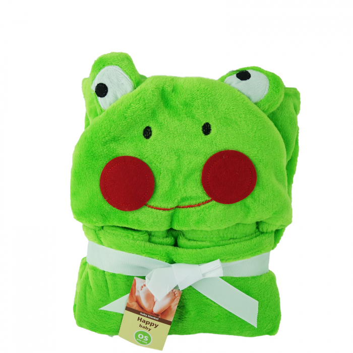 Paturica pentru bebelus cocolino cu gluga, model broscuta, verde, 87 cm [2]