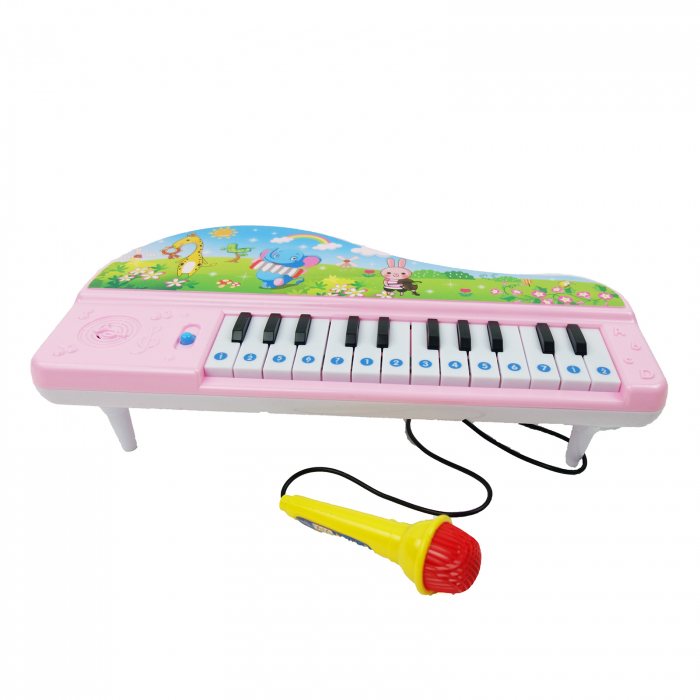 Pian cu desene, cu microfon, roz, 27 cm [2]