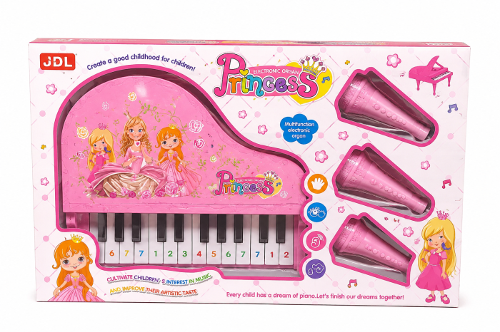 Pian Electronic Princess pentru Copii cu Microfon, Lumini și Sunete, Roz, 3+ Ani [4]