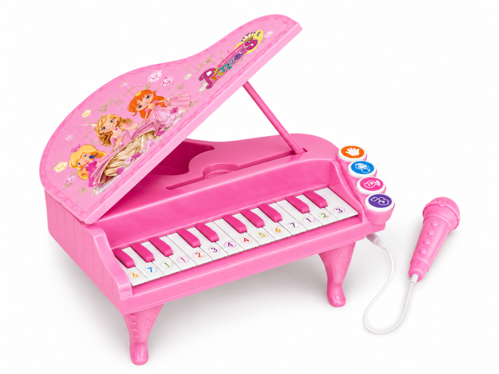 Pian Electronic Princess pentru Copii cu Microfon, Lumini și Sunete, Roz, 3+ Ani [2]