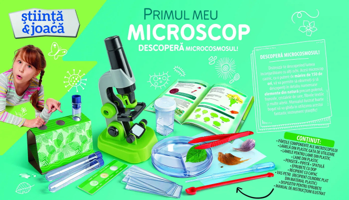 Primul Meu Microscop Clementoni, set educativ pentru copii, mărire 150x, 6 ani+ [3]