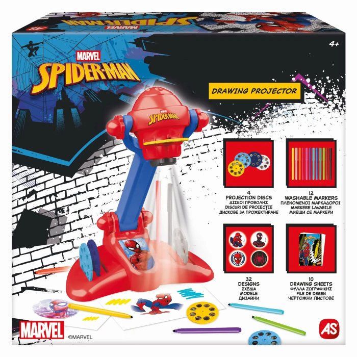 Proiector de pictură Spider-Man, 32 de modele, 12 markere lavabile, set creativ, 4 ani+ [4]