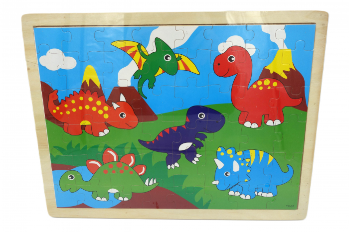 Puzzle de lemn, 48 de piese, dinozauri 40x29 cm [1]