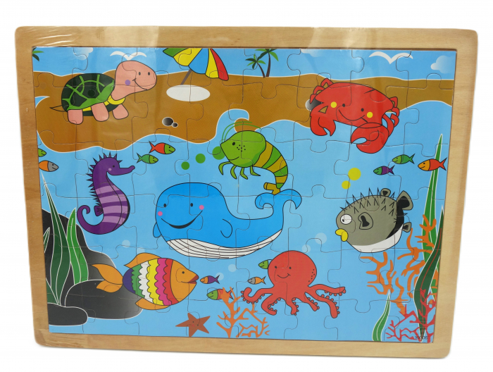 Puzzle de lemn, 48 de piese, Animale Maritime, 40x29 cm [1]